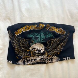 Black Tube Top with Eagle Graphic